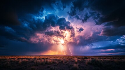 Dramatic Lightning Storm Over Scenic Landscape