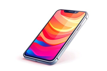 Modern Smartphone Illustration with Colorful Abstract Background