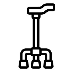 Walking cane outline icon used for mobility support and balance for elderly or disabled individuals