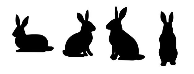 Rabbit silhouette vectors art isolated on a white background Vector