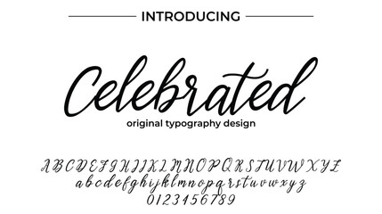 Celebrated Font Stylish brush painted an uppercase vector letters, alphabet, typeface
