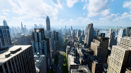 Fototapeta premium Panoramic view of a futuristic smart city featuring towering skyscrapers cutting edge architecture and advanced infrastructure designed for the future of urban living and sustainable development