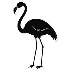 Obraz premium Silhouette of a black flamingo bird Vector illustration Animals silhouette vector illustration