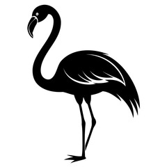 Silhouette of a black flamingo bird Vector illustration Animals silhouette vector illustration