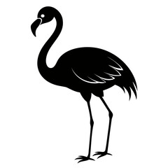 Silhouette of a black flamingo bird Vector illustration Animals silhouette vector illustration