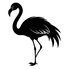 Silhouette of a black flamingo bird Vector illustration Animals silhouette vector illustration