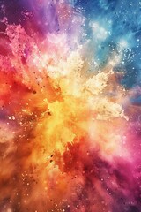 Fototapeta premium A stunning abstract image showcasing a vibrant explosion of colorful paint, creating a dynamic and energetic visual effect.