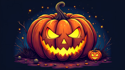 Colorful creepy spooky design pumpkin t-shirt art design in vector illustrator
