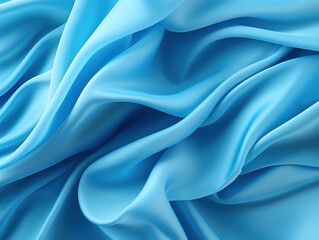 Obraz premium Fantastic abstract background with folded textile ruffle, blue cloth macro, wavy fashion wallpaper