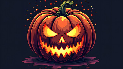 Colorful creepy spooky design pumpkin t-shirt art design in vector illustrator
