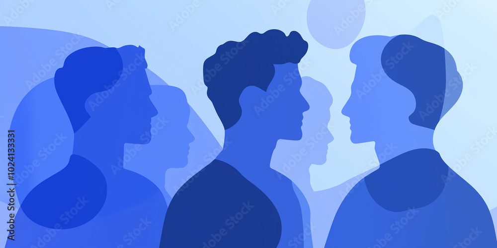 Poster group of men is forming a team for a startup project