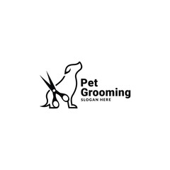 Pet dog and cat logo design template with grooming and washing. Pet Grooming salon sign. Vector illustration.