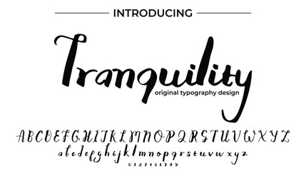 Tranquility Font Stylish brush painted an uppercase vector letters, alphabet, typeface