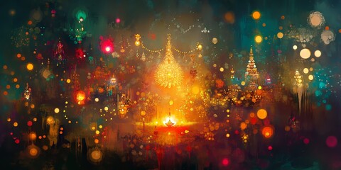 Obraz premium Abstract Diwali scene with a conceptual approach to the festival's light and joy.