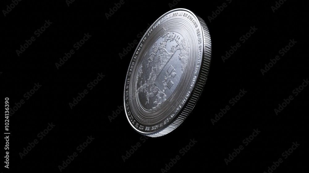 Aufkleber 3d virtual bitcoin coin on dark background