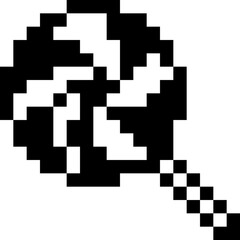 Halloween Lollipop Pixel 8bit Icon Black Color.