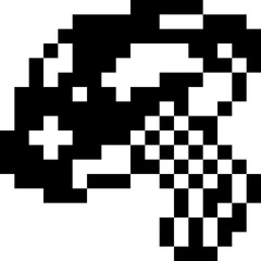 Halloween Poisonous Mushroom Pixel 8bit Icon Black Color.