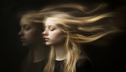 Fototapeta premium A series of portraits where one part of the person is in sharp focus while another part is in motion