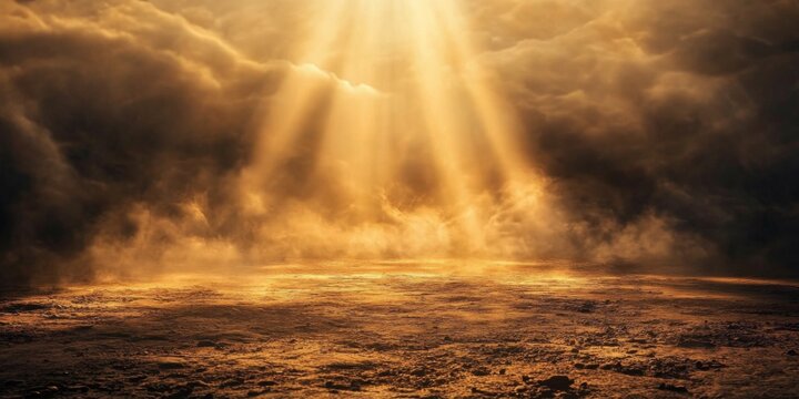 A beam of light represents divine revelation of the First Commandment.