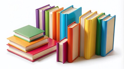 Realistic 3D Books in Various Positions with Shadows Isolated on White Background - Vector Illustration for Design