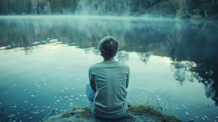 Obraz premium Embracing Introspection in a Serene Environment