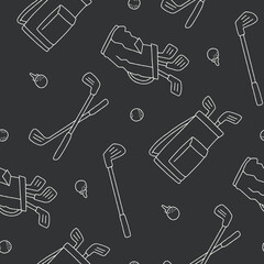 Outline Golf Stick Ball Vector Seamless Pattern illustration Design