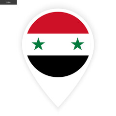 Syria marker icon with white border on white background. Syria pin icon isolated on white background