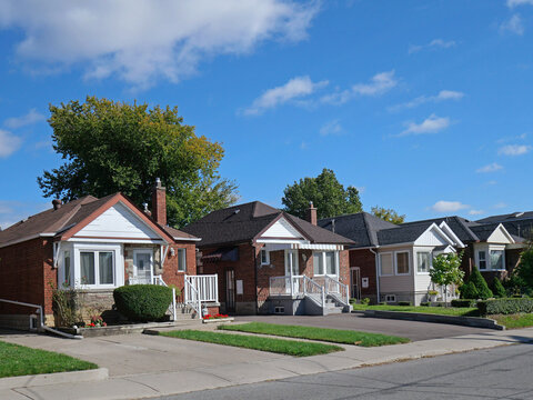 Street with small brick bungalows