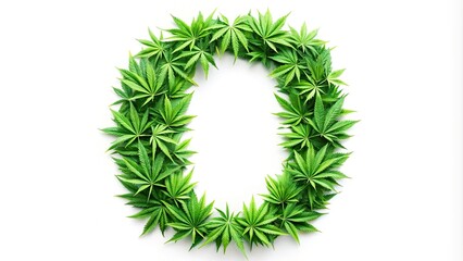 Long shot of cannabis marijuana leaves forming number