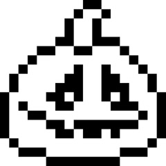Halloween Pumpkin Pixel 8bit Icon Black Color.