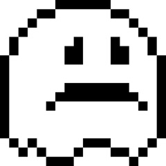 Halloween Little Ghost Pixel 8bit Icon Black Color.