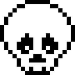 Halloween Skull Pixel 8bit Icon Black Color.