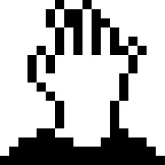 Halloween Zombie Hand Pixel 8bit Icon Black Color.