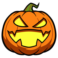 Laughing jack o lantern pumpkin. Yellow glow Halloween. Colored HD illustration SVG format vector graphic, editable 5 colors