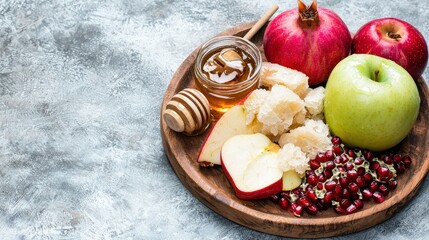 Rosh Hashanah Honey  Apples  Pomegranate   Jewish New Year Food Tradition