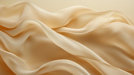 Obraz premium A soft beige background with a luxurious satin cloth in a flowing wave