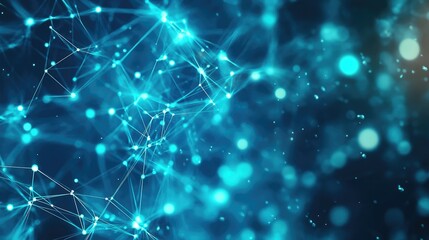Abstract Neural Network Background in Dark Cyan and Teal Colors