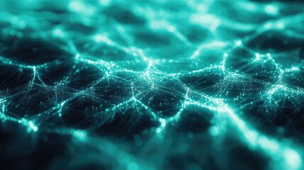 Abstract Neural Network Background in Dark Cyan and Teal Colors