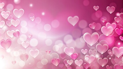Low angle pink hearts on subtle color gradations background