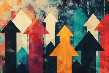 Business and Economy Background with Market Arrows: Investment Growth, SEO, and Marketing Strategy