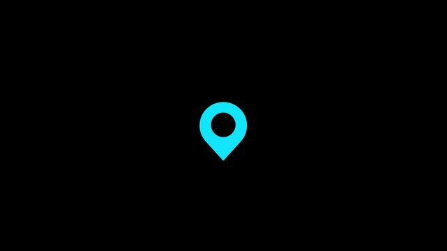 GPS location pointer animated icon. 4K black on white background. location pointer line icon animation