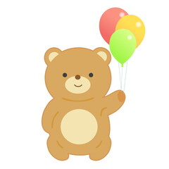 風船を持ったかわいいクマのイラスト