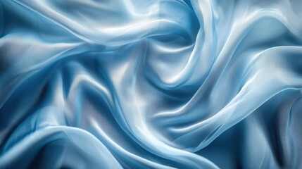 Fototapeta premium Silky blue fabric texture with smooth, flowing waves and folds