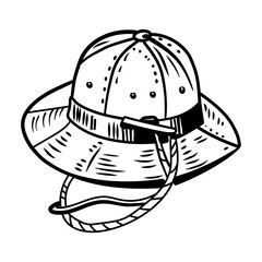 A hand drawn icon of a wide-brimmed hiking hat