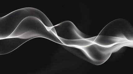Abstract white lines wave on a black background