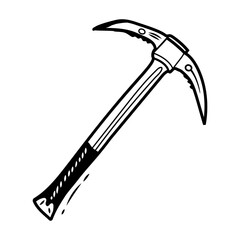 A hand drawn icon of a climbing pickaxe tool