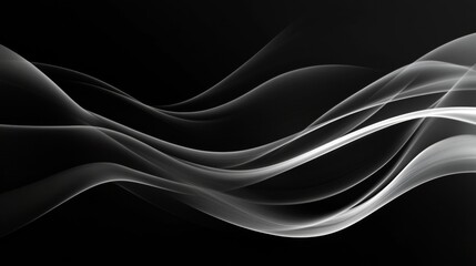 Abstract white lines wave on a black background