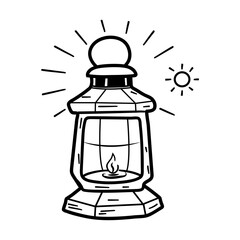 Hand drawn icon of a camping lantern 