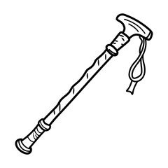 Hand drawn icon of a walking stick