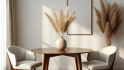 Home mock up, cozy modern dining room interior background, 3d render